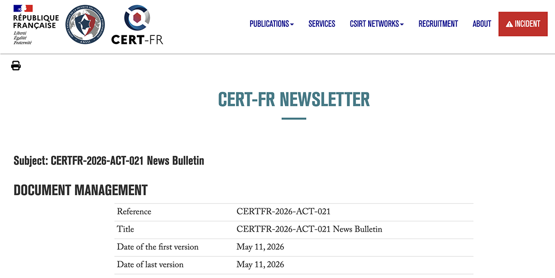 Excerpt from CERT-FR’s publication